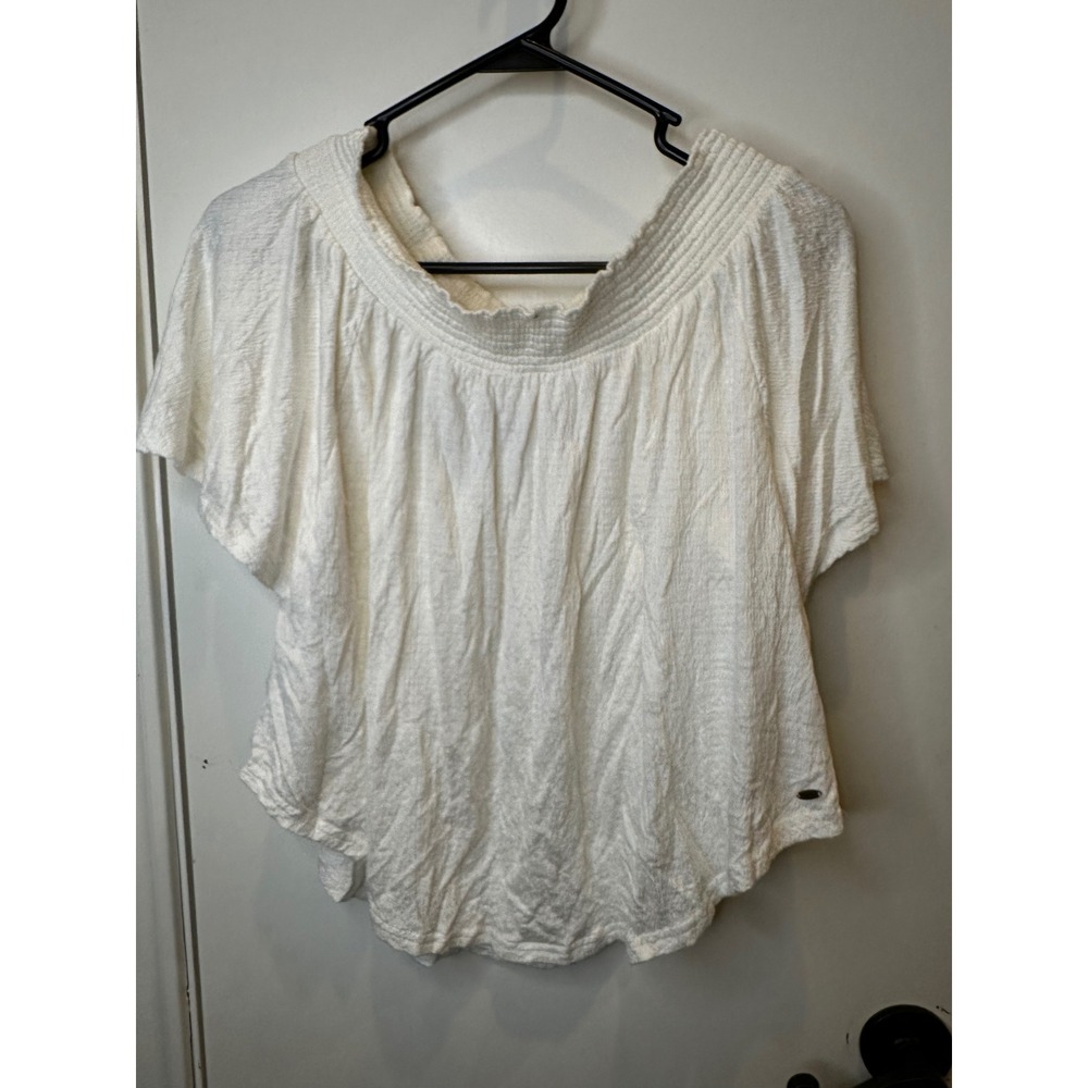 ONeill Womens White Textured Gauze Off The Shoulder Smocked Blouse Top Medium